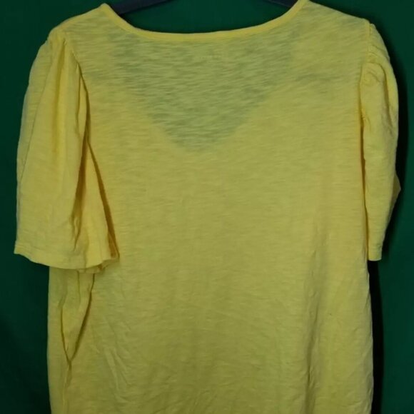 LANE BRYANT Women's Plus Size 10/12 Yellow V-Neck Flutter Sleeve Blouse Summer - Picture 3 of 6